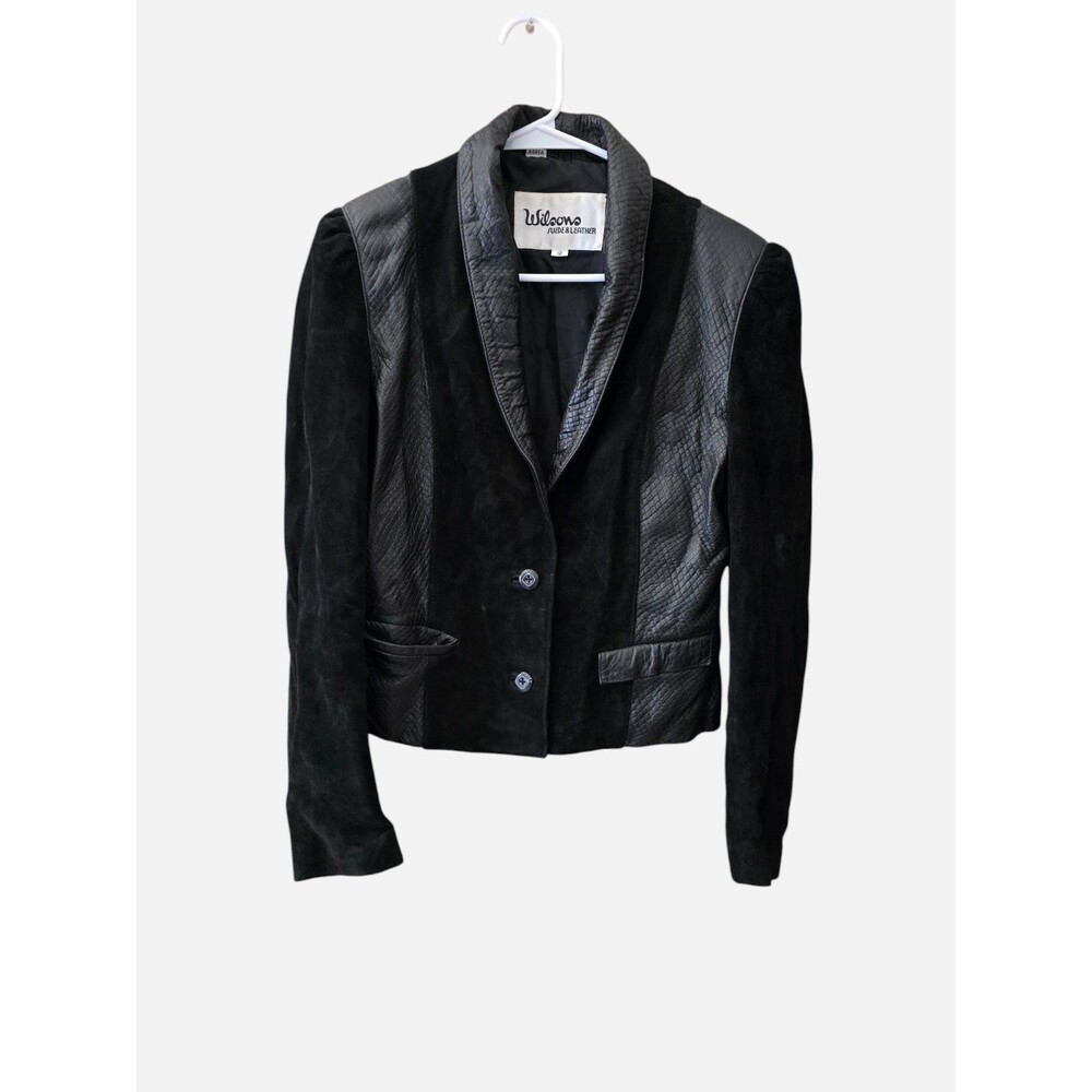 Vintage 80s Wilsons Leather & Suede Jacket Womens Size 12/Shoulder Pads - Picture 2 of 12